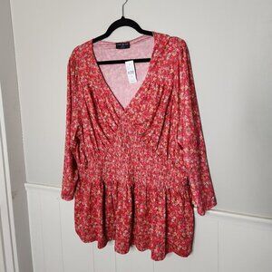 NWT LANE BRYANT Floral Mesh Peplum Blouse